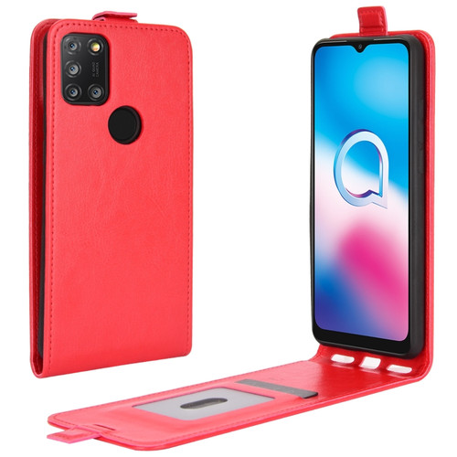 Alcatel 3X 2020 R64 Texture Single Vertical Flip Leather Protective Case with Card Slots & Photo Frame - Red