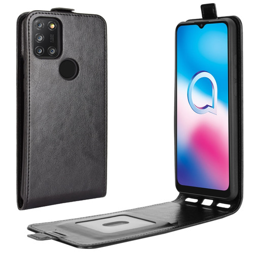 Alcatel 3X 2020 R64 Texture Single Vertical Flip Leather Protective Case with Card Slots & Photo Frame - Black