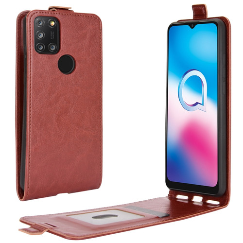Alcatel 3X 2020 R64 Texture Single Vertical Flip Leather Protective Case with Card Slots & Photo Frame - Brown