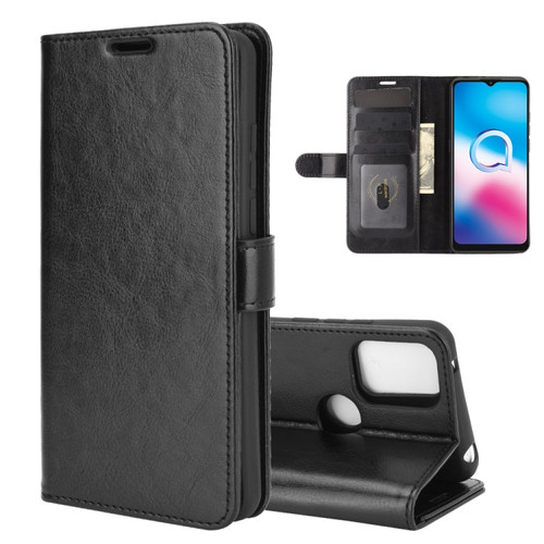 Alcatel 3X 2020 R64 Texture Single Horizontal Flip Protective Case with Holder & Card Slots & Wallet& Photo Frame - Black