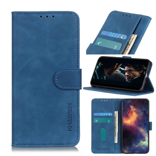 Alcatel 3X 2020 KHAZNEH Retro Texture PU + TPU Horizontal Flip Leather Case with Holder & Card Slots & Wallet - Blue