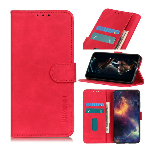 Alcatel 3X 2020 KHAZNEH Retro Texture PU + TPU Horizontal Flip Leather Case with Holder & Card Slots & Wallet - Red