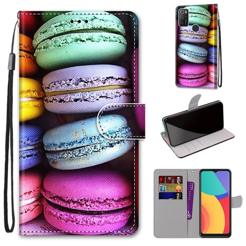 Alcatel 1S - 2021 Coloured Drawing Cross Texture Horizontal Flip PU Leather Case with Holder & Card Slots & Wallet & Lanyard - Colorful Cakes