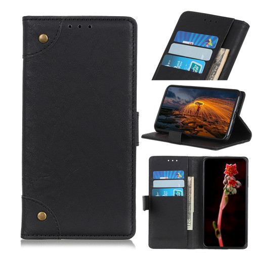 Alcatel 1B 2020 /Alcatel 1A 2020 Copper Buckle Retro Crazy Horse Texture Horizontal Flip Leather Case with Holder & Card Slots & Wallet - Black