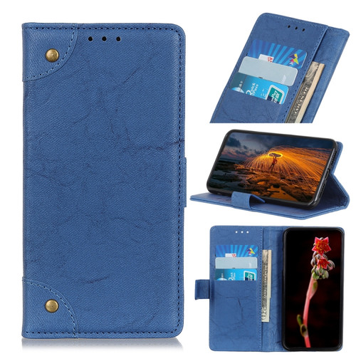 Alcatel 1B 2020 /Alcatel 1A 2020 Copper Buckle Retro Crazy Horse Texture Horizontal Flip Leather Case with Holder & Card Slots & Wallet - Blue