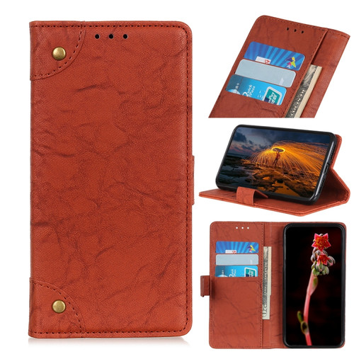 Alcatel 1B 2020 /Alcatel 1A 2020 Copper Buckle Retro Crazy Horse Texture Horizontal Flip Leather Case with Holder & Card Slots & Wallet - Brown