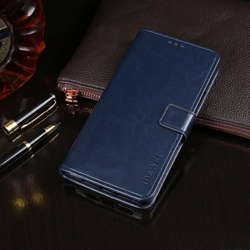 Alcatel 3L - 2020 idewei Crazy Horse Texture Horizontal Flip Leather Case with Holder & Card Slots & Wallet - Dark Blue