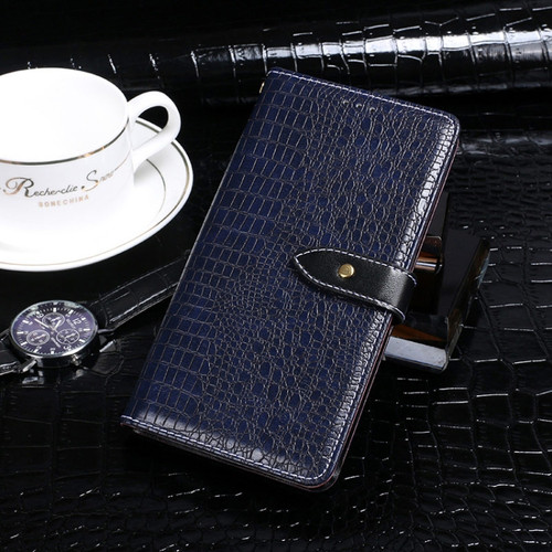 Alcatel 1 2021 idewei Crocodile Texture Horizontal Flip Leather Case with Holder & Card Slots & Wallet - Dark Blue