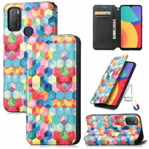 Alcatel 1S - 2021 Colorful Magnetic Horizontal Flip PU Leather Case with Holder & Card Slot & Wallet - Magic Space