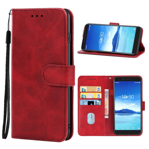 Leather Phone Case Alcatel 7 - Red