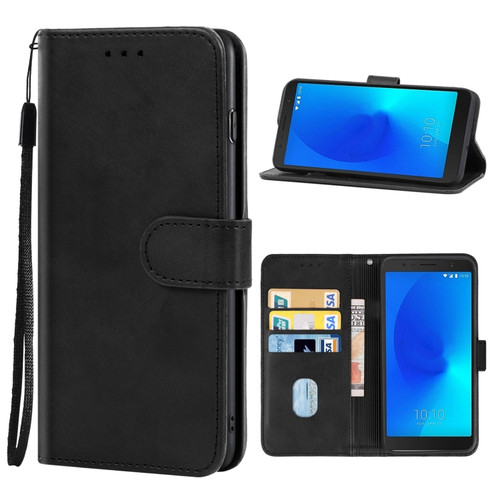 Leather Phone Case Alcatel 3C 2018 - Black