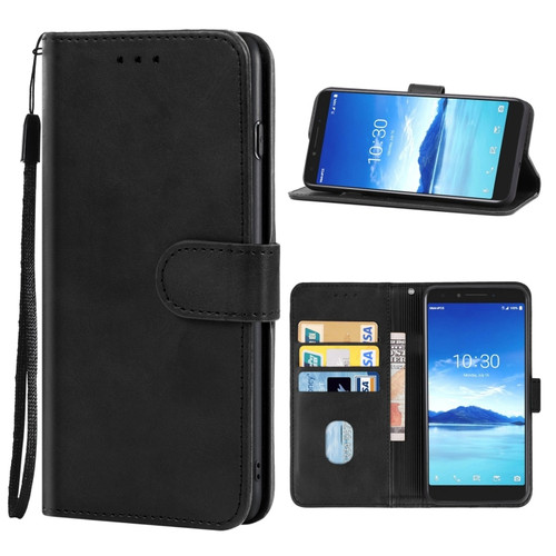 Leather Phone Case Alcatel 7 - Black