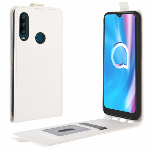 Alcatel 1SE 2020 R64 Texture Single Vertical Flip Leather Protective Case with Card Slots & Photo Frame - White