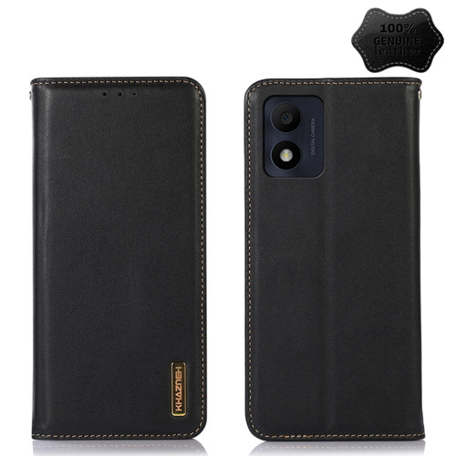 Alcatel 1B 2022 KHAZNEH Nappa Top Layer Cowhide Leather Phone Case - Black