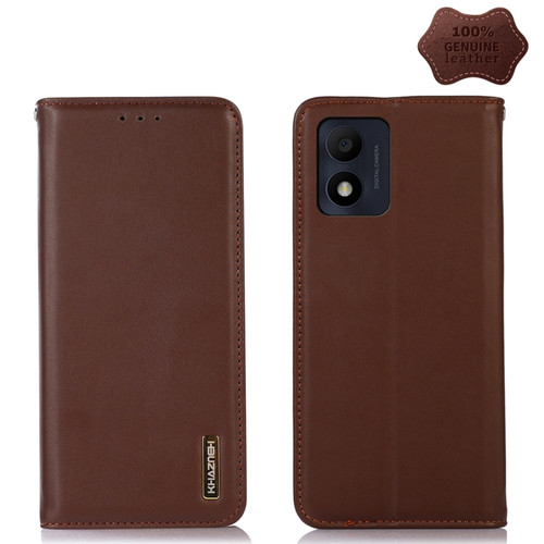Alcatel 1B 2022 KHAZNEH Nappa Top Layer Cowhide Leather Phone Case - Brown