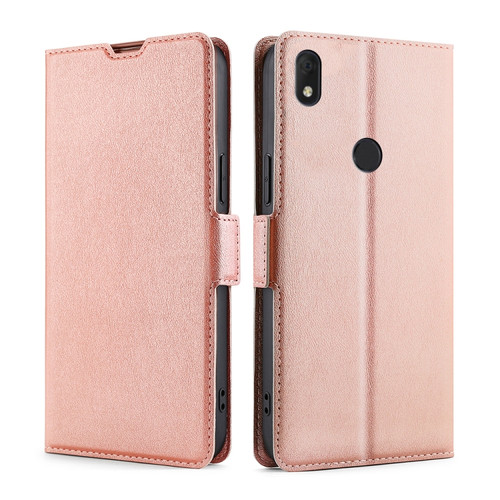 Alcatel Axel / Lumos Ultra-thin Voltage Side Buckle PU + TPU Leather Phone Case - Rose Gold