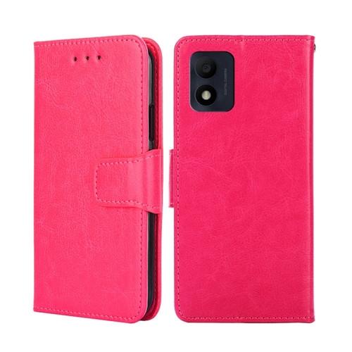 Alcatel 1B 2022 Crystal Texture Leather Phone Case - Rose Red