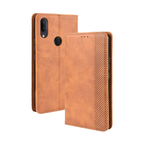 Alcatel 3V - 2019 Magnetic Buckle Retro Crazy Horse Texture Horizontal Flip Leather Case with Holder & Card Slots & Photo Frame - Brown