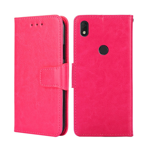 Alcatel Axel / Lumos Crystal Texture Leather Phone Case - Rose Red