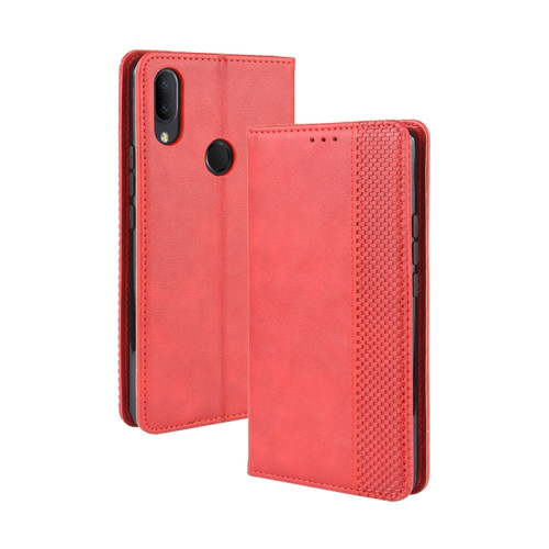 Alcatel 3V - 2019 Magnetic Buckle Retro Crazy Horse Texture Horizontal Flip Leather Case with Holder & Card Slots & Photo Frame - Red