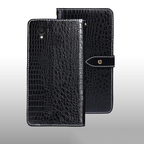 Alcatel 1 Ultra idewei Crocodile Texture Leather Phone Case - Black