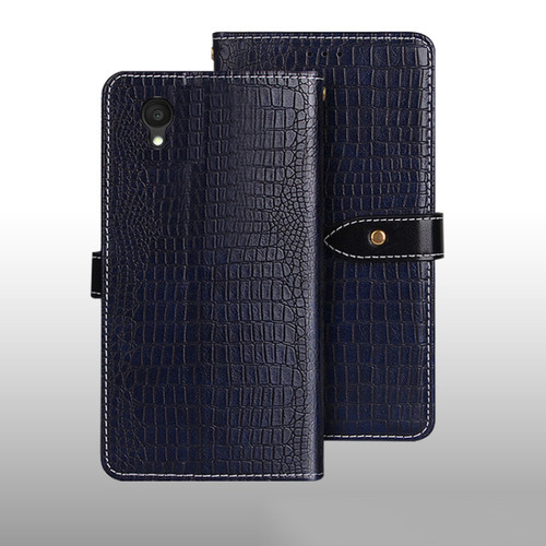 Alcatel 1 Ultra idewei Crocodile Texture Leather Phone Case - Dark Blue