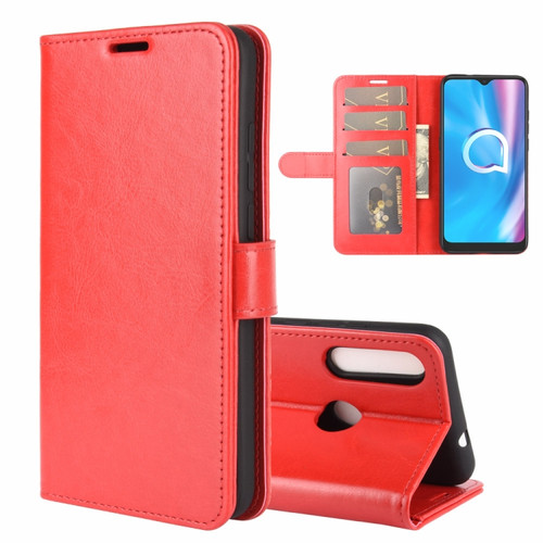 Alcatel 1SE 2020 R64 Texture Single Horizontal Flip Protective Case with Holder & Card Slots & Wallet& Photo Frame - Red