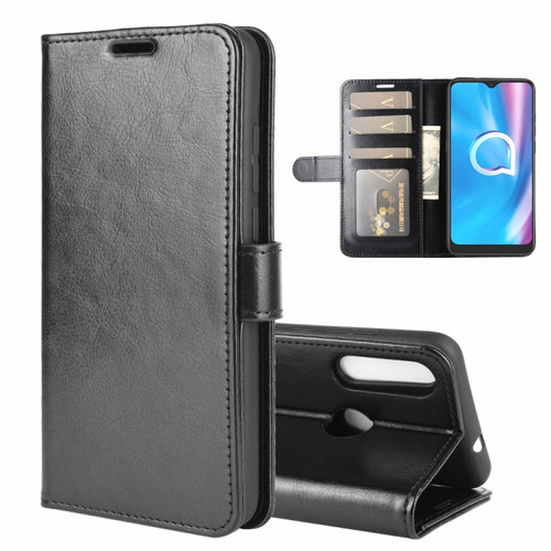 Alcatel 1SE 2020 R64 Texture Single Horizontal Flip Protective Case with Holder & Card Slots & Wallet& Photo Frame - Black