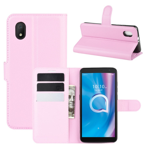 alcatel 1B - 2020 Litchi Texture Horizontal Flip Protective Case with Holder & Card Slots & Wallet - Pink