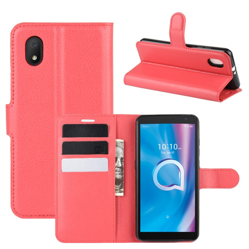 alcatel 1B - 2020 Litchi Texture Horizontal Flip Protective Case with Holder & Card Slots & Wallet - Red