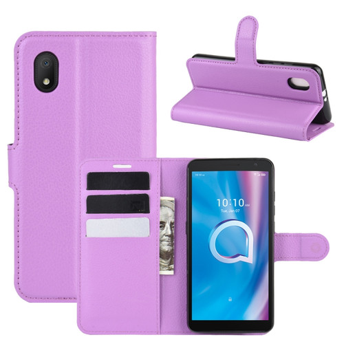 alcatel 1B - 2020 Litchi Texture Horizontal Flip Protective Case with Holder & Card Slots & Wallet - Purple
