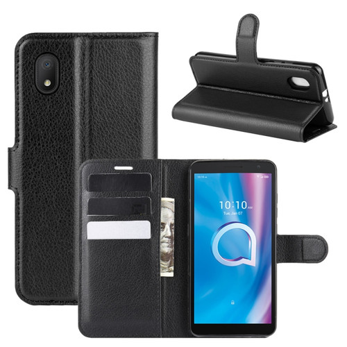 alcatel 1B - 2020 Litchi Texture Horizontal Flip Protective Case with Holder & Card Slots & Wallet - Black