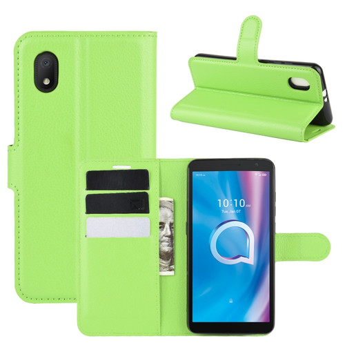 alcatel 1B - 2020 Litchi Texture Horizontal Flip Protective Case with Holder & Card Slots & Wallet - Green