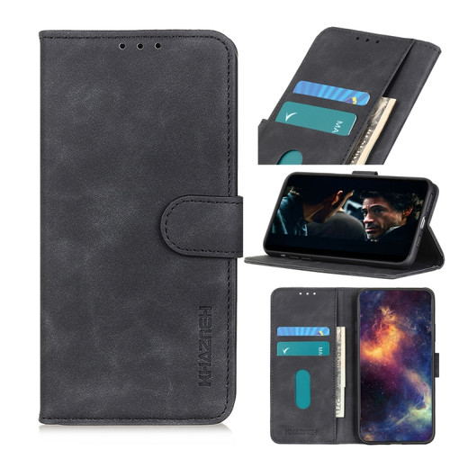 Alcatel 1SE 2020 KHAZNEH Retro Texture PU + TPU Horizontal Flip Leather Case with Holder & Card Slots & Wallet - Black