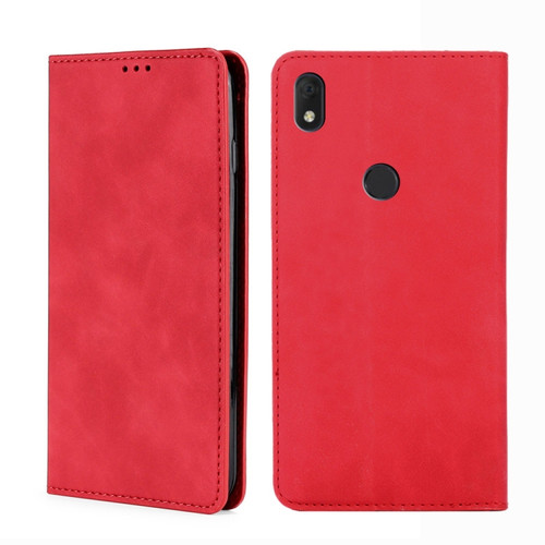 Alcatel Axel / Lumos Skin Feel Magnetic Horizontal Flip Leather Phone Case - Red