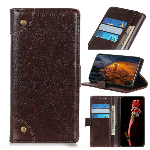 Alcatel 1SE 2020 Copper Buckle Nappa Texture Horizontal Flip Leather Case with Holder & Card Slots & Wallet - Coffee