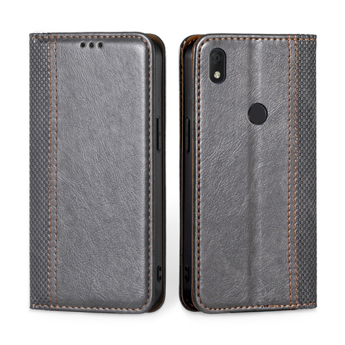 Alcatel Axel / Lumos Grid Texture Magnetic Flip Leather Phone Case - Grey