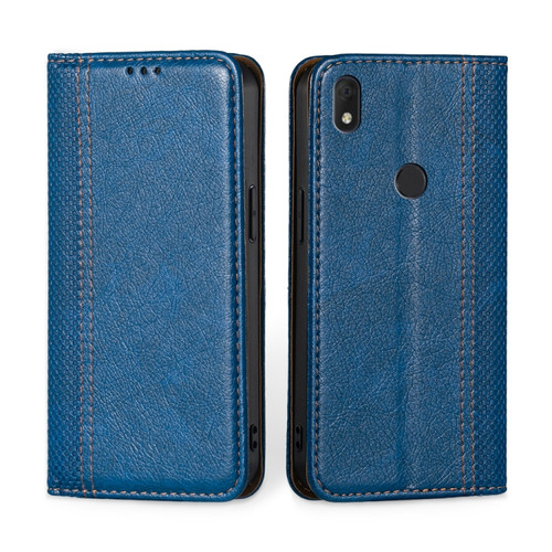 Alcatel Axel / Lumos Grid Texture Magnetic Flip Leather Phone Case - Blue