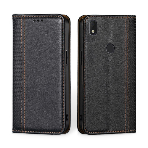 Alcatel Axel / Lumos Grid Texture Magnetic Flip Leather Phone Case - Black
