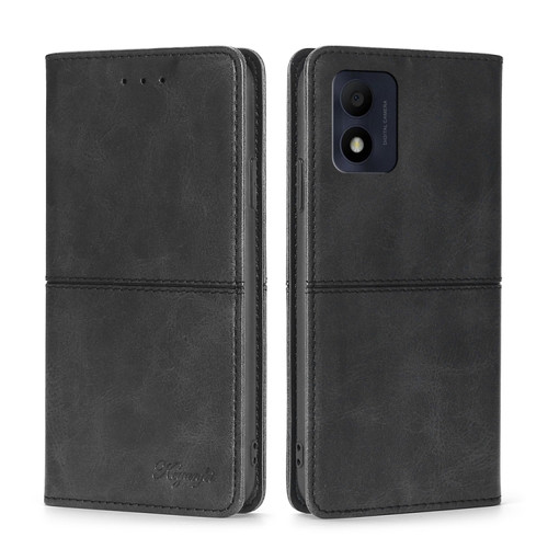 Alcatel 1B 2022 Cow Texture Magnetic Horizontal Flip Leather Phone Case - Black