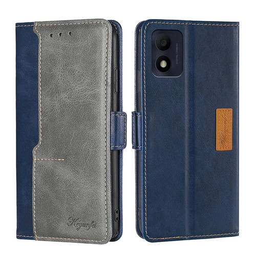 Alcatel 1B 2022 Contrast Color Side Buckle Leather Phone Case - Blue + Grey