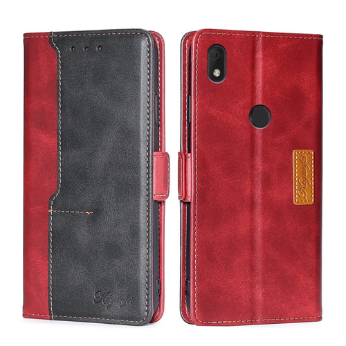 Alcatel Axel/Lumos Contrast Color Side Buckle Leather Phone Case - Red + Black