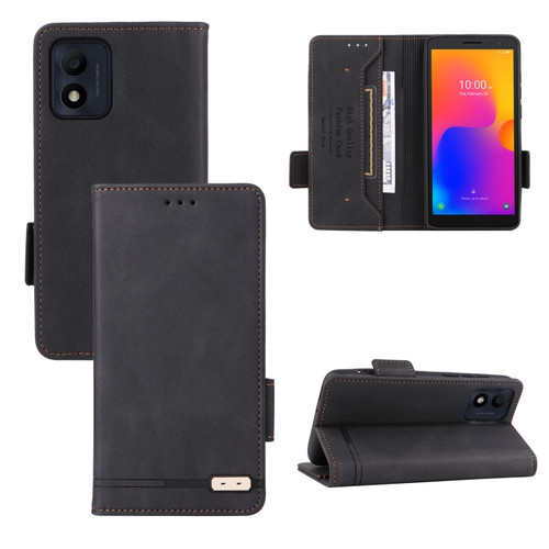 Alcatel 1B 2022 Magnetic Clasp Leather Phone Case - Black