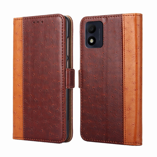 Alcatel 1B 2022 Ostrich Texture Flip Leather Phone Case - Brown