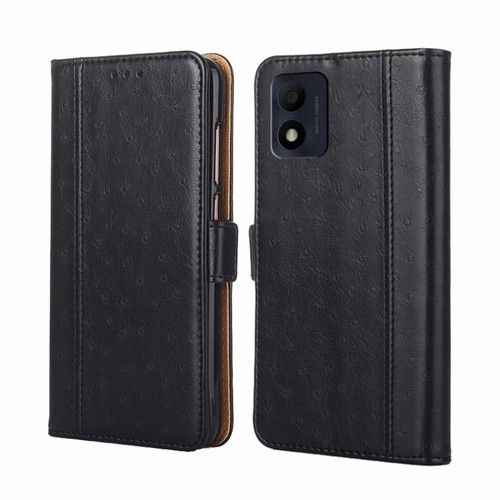 Alcatel 1B 2022 Ostrich Texture Flip Leather Phone Case - Black