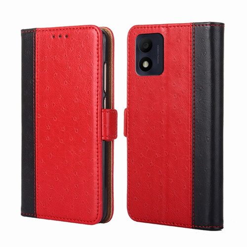 Alcatel 1B 2022 Ostrich Texture Flip Leather Phone Case - Red