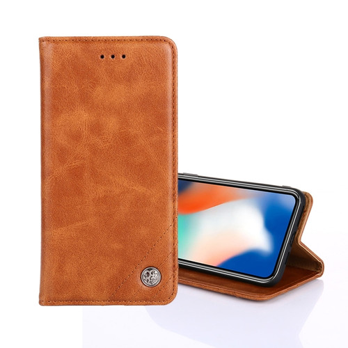 Alcatel Axel/Lumos Non-Magnetic Retro Texture Leather Phone Case - Brown