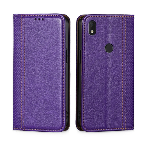 Alcatel Axel / Lumos Grid Texture Magnetic Flip Leather Phone Case - Purple