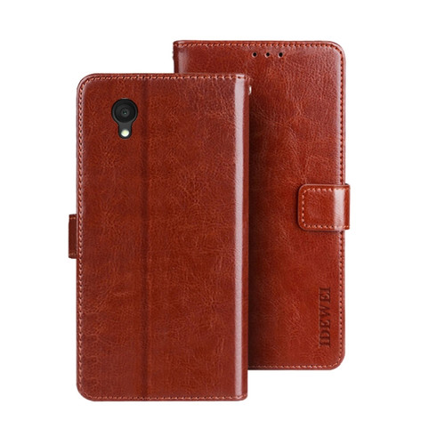 Alcatel 1 Ultra idewei Crazy Horse Texture Leather Phone Case - Brown