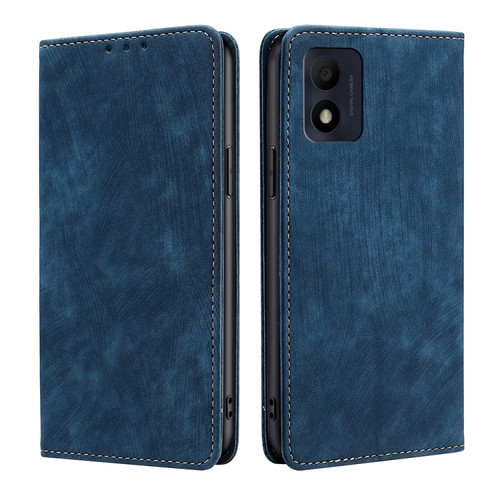 Alcatel 1B 2022 RFID Anti-theft Brush Magnetic Leather Phone Case - Blue